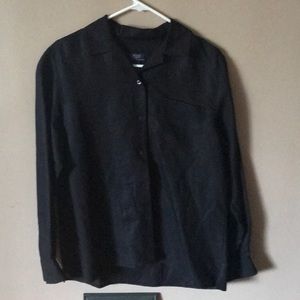 Crazy Horse black button down long sleeve blouse